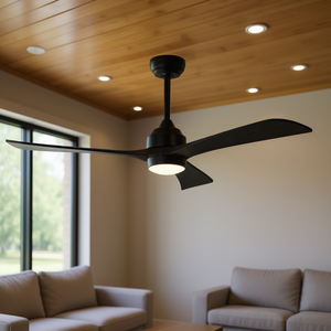 Ventilatore da soffitto moderno a LED nero opaco da 52 pollici con telecomando, 6 livelli di velocità, 3 pale reversibili, per soggiorno e patio - Product Image 2