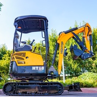 Penjualan Pabrik HT18 Micro Crawler Digger Compact Bagger 1.8 Ton Mini Excavator dengan Kabin untuk Proyek Pertanian.