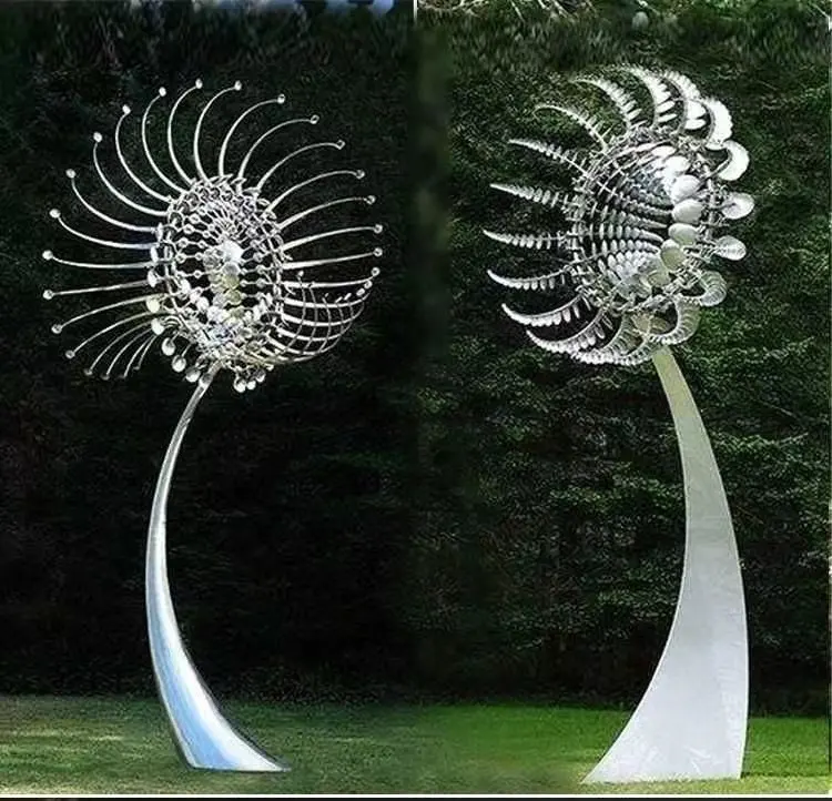 Alta qualidade polido ao ar livre criativo jardim escultura vento moinho escultura