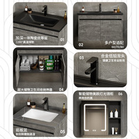 Meuble de salle de bain en aluminium gris avec vasque en céramique intégrée, étanche et résistant à l'humidité, pour balcon, transfrontalier