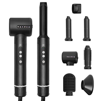 Brosse à air chaud professionnelle 7-en-1 110000 tr/min, sèche-cheveux sans balais, boucleurs auto-enroulants, brosse plate pour coiffure en salon