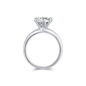 Anillo de Compromiso Clásico de Plata S925 con Oro Blanco y Diamante de Corte Brillante Redondo en Engaste de Puntas, Joyería Fina para Mujer - Product Image 1