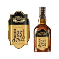 Etiqueta de Lujo Personalizada con Logotipo en Papel de Aluminio para Botellas de Alcohol, Whisky y Vino, con Relieve en Dorado