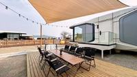 Château Villa en acier préfabriqué de luxe, prêt à être expédié, portable, petit conteneur, 2 chambres, espace préfabriqué, capsule habitable, bureau rapide