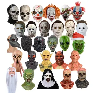 Spot Waren Halloween Thriller Evil Ghost Skeleton Villain Realistische menschliche Latex Kopf masken Männer Horror Maske volles Gesicht