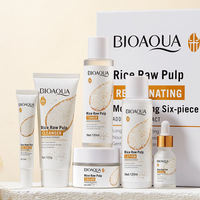 Ensemble de soins de la peau au riz BIOAQUA Private Label, gel exfoliant hydratant, savon artisanal, crème pour le visage, kit éclaircissant