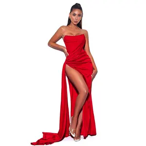 Bella Barnett Hoge Split Kristal Korset Zwart Off Shoulder Prom Party Vrouwen Avond Baljurk Elegantie Jurken Vrouwen Dame Elegant