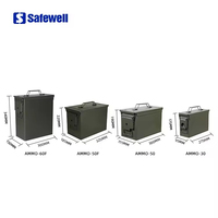Boîte à munitions en métal étanche Safewell, boîte de rangement robuste en acier pour munitions, conteneur sécurisé pour équipement métallique pour le camping et le tir