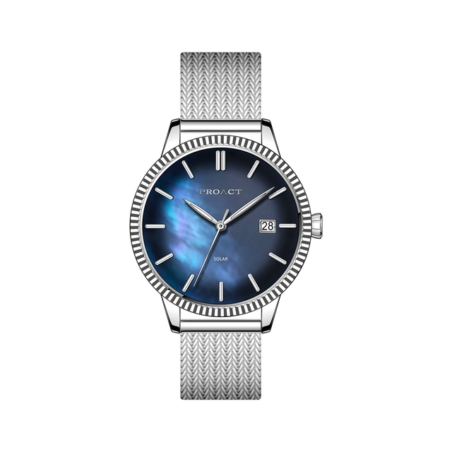 2024 Popular Eco Friendly Mother of Pearl Solar WatchStainless Steel Female Wristwatch Customized Logo MOP Solar Power Watch