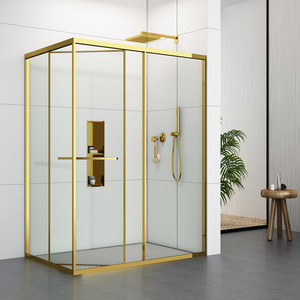 Paroi <span class=keywords><strong>de</strong></span> <span class=keywords><strong>douche</strong></span> coulissante en verre en forme <span class=keywords><strong>de</strong></span> L <span class=keywords><strong>pour</strong></span> séparation sèche et humide, <span class=keywords><strong>cabine</strong></span> <span class=keywords><strong>de</strong></span> <span class=keywords><strong>douche</strong></span> rectangulaire à porte coulissante - Product Image 2