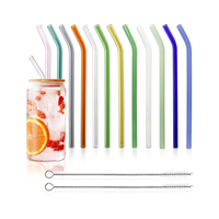 Pailles en verre borosilicate réutilisables écologiques avec motif, ensemble de pailles en verre pour tasses 8*200mm pour fêtes, couleur et logo personnalisables