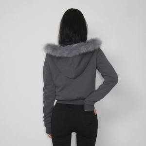 เสื้อฮู้ดบุขนแกะถักลายปักตัวอักษร ซิป ทรงเข้ารูป ผ้าพลัฌ เสื้อโค้ทกันหนาวสำหรับผู้หญิง สไตล์สตรีทแวร์ กันลม เป็นมิตรกับสิ่งแวดล้อม - Product Image 5