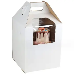 Special Design Double Cream Cake Display Box Cake Take Out Box New Design Foldable Corrugated Birthday Food Custom Cupcake Boxes
