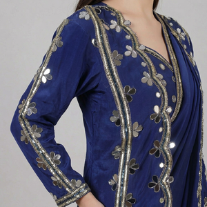 Royal Designer Style Women’s Set Designer <b>Shrug</b> Saree <b>Blue</b> Colour With Mirror Beads & Sequence work For Every Occasion - Product Image 1