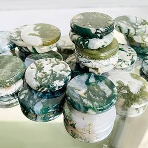 Ornement en tranche ronde d'agate mousse drusée, artisanat en pierres précieuses de guérison, vente en gros pour la décoration - Product Image 6