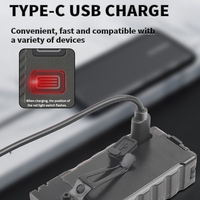 Sources lumineuses multiples Lampe de travail à LED XPG Aimant puissant Lampe de travail rechargeable USB Type-C portable avec batterie intégrée