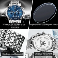 OLEVS 2858 Business multi-fuseau horaire montre-bracelet étanche fonction analogique Date montre c