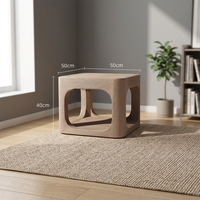 Ensemble de tables d'appoint modernes en teck résistant aux intempéries pour hôtel, jardin, bord de piscine, villa, terrasse