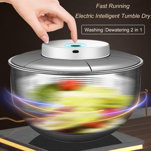 Essoreuse à salade manuelle en acier inoxydable avec bol 5L pour fruits et légumes - Product Image 2