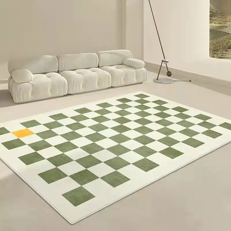 Wholesale Faux Sheepskin Checkerboard Collage Rug Checkered Area Rug Carpet Checkered Rug For Living Room Bedroom