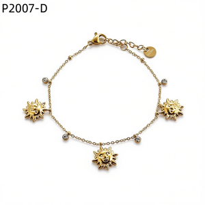Amy Amy Charm Bracelet Gold Plated Sun <b>Face</b> Crystal Women's Fashion Jewelry Gift - Product Image 2