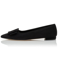Chaussures plates chic en daim à boucle surdimensionnée, à bout pointu, à enfiler, style ballerine pour femme, classiques pour le bureau, vente en gros OEM ODM