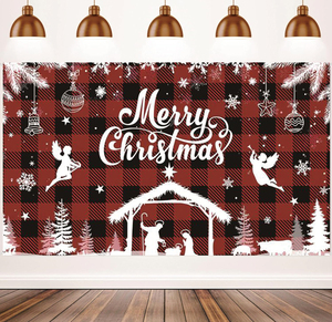 100% Polyester Fabric 150*100cm Merry Christmas Background Xmas <strong>Banner</strong> Decorations for House Door - Product Image 5