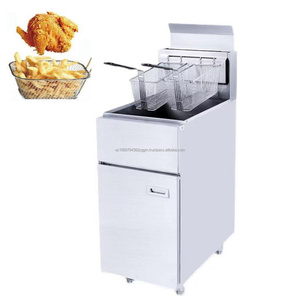 Friteuse commerciale à gaz en acier inoxydable 1 réservoir 2 paniers Friteuse à gaz Machine à vendre - Product Image 1