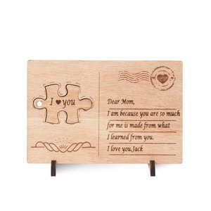 Carte postale en bois pour la fête des mères, carte de vœux en bois écologique, artisanat pour cadeaux, vente en gros - Product Image 2