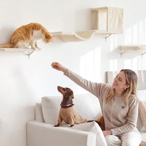 Étagères murales pour chat <span class=keywords><strong>FUKUMARU</strong></span>, ensemble 4-en-1 stable et sûr, en bois composite, griffoir d'escalade de 16 pouces, beige, pour chats de petite et moyenne taille - Product Image 4