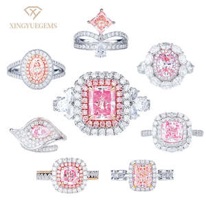 Anillos de Diamantes Cultivados en Laboratorio de Color Rosa CVD, Joyería Fina Personalizada de Oro Blanco de 18K Certificado, Regalos para Mujeres, Compromiso, Boda, Fiesta - Product Image 1