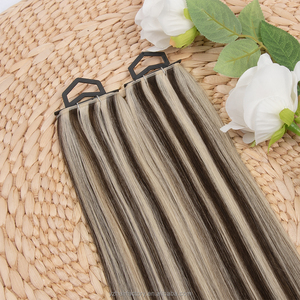 Extensions de cheveux humains vierges chinois doublement étirés, lisses, couleur balayage personnalisable, volume personnalisable, Genius Butterfly Weft, 50g/pièce - Product Image 4