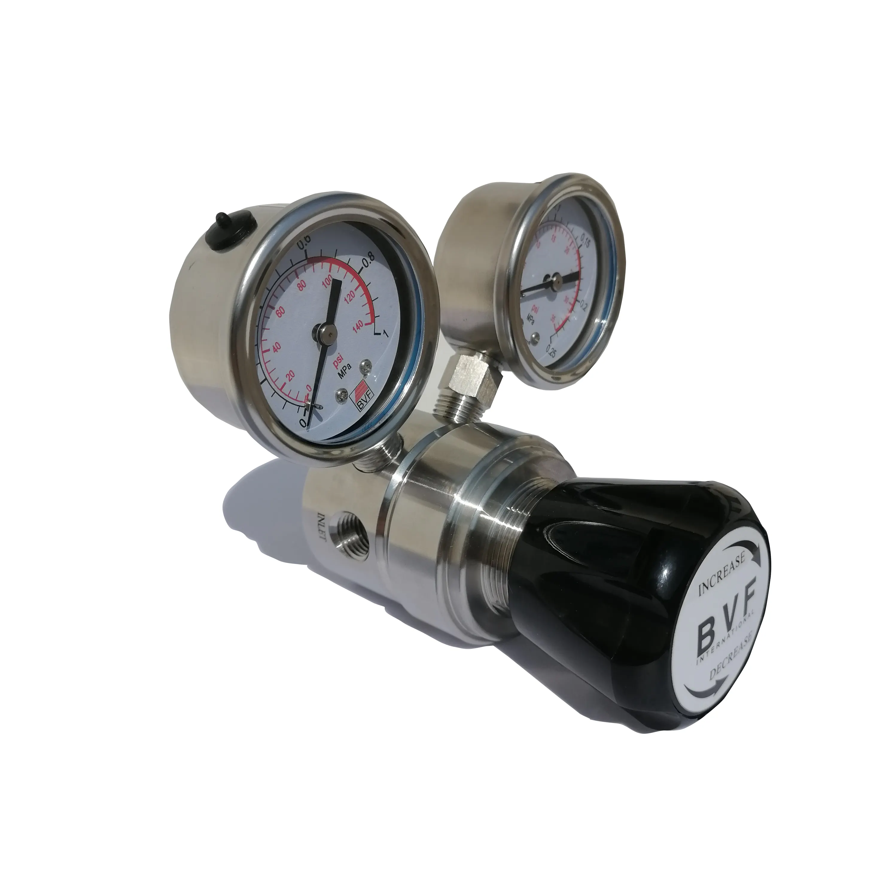 Stainless Steel High-precision Pressure Regulator For Corrosive Gases Or Liquids With A Maximum Operating Temperature Of +204