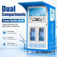 Kiosque commercial extérieur de distribution d'eau RO avec deux compartiments de remplissage de bouteilles pour l'alimentation en eau potable des communautés