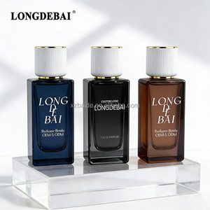 LONGDEBAI New Arrival Custom 50ml Perfume <b>Bottle</b> <b>Empty</b> square Custom Color Glass <b>Bottle</b> Crimp Pump Perfume <b>Bottle</b> With White Lid - Product Image 1
