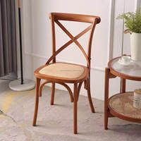 Chaise empilable en résine à dossier croisé, style ferme classique, aspect bois, durable, pour adultes, idéale pour traiteur, mariages et événements