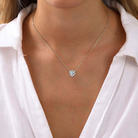 Collier pendentif en moissanite taille cœur 8x8mm 2 carats couleur D VVS1 en argent 925 plaqué or 14K finition rhodiée pour femmes, hommes et enfants