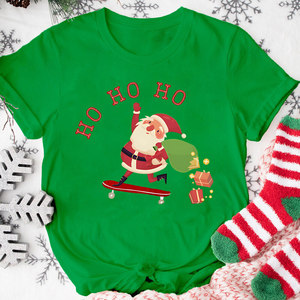 High Quality Hand Made Santa ClausCartoon Unique Street Style European and American Style the <strong>Lady</strong> Is Wearing an O-neck <strong>T</strong>-<strong>shirt</strong> - Product Image 4
