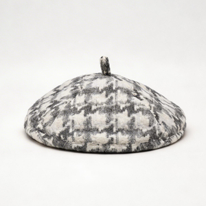 Unisex Grey White Houndstooth Printed <b>Beret</b> Hat Soft Plaid Polyester/Cotton French <b>Beret</b> Vintage Winter Outdoor Travel Fashion - Product Image 5