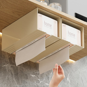 Caja de pañuelos montada en la pared, almacenamiento multiusos de color blanco crema para baño y sala de estar - Product Image 1