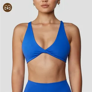 Soutien-gorge de sport sexy en forme de V avec dos croisé et plusieurs couleurs au design personnalisé pour femmes