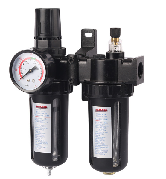 Black Pneumatic Air Filter Regulator Lubricator Combinations with Water Oil Separator 1/4'' 3/8'' 1/2''-Pneumatic Tools