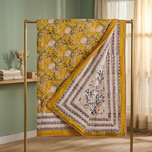 Couette en coton imprimée à la main en Inde, réversible, taille King, literie traditionnelle indienne, textile décoratif pour la maison - Product Image 2
