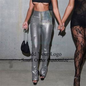 Leggings pour femmes en similicuir noir avec fermeture éclair, vente en gros - Product Image 5