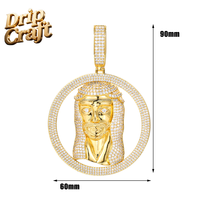 Nouveau collier pendentif classique style hip-hop avec figurine de Jésus entièrement sertie de zircons, bijou de mode semi-creux
