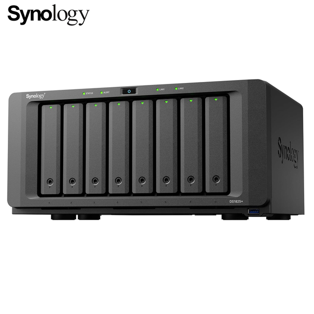 Synology 8 Bay DiskStation NAS DS1825+ AMD Ryzen V1500B 8 GB DDR4 ECC SODIMM Support M.2 NVMe SATA SSD Network Attached Storage
