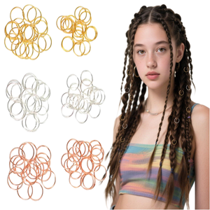 100 Pezzi/Sacchetto Anelli per Trecce in Ferro Oro e Oro Rosa, Perline per Dreadlock, Clip a Polsino, Ciondolo 12mm/14mm per Uso Domestico - Product Image 1