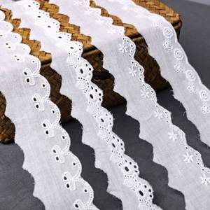 Apliques franceses blancos Telas de guipur Adornos de encaje bordado de algodón nupcial para ropa y vestidos Cinturón de encaje - Product Image 2