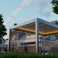 Pergola à lames orientables avec moteur manuel en option, structure en aluminium, abri imperméable, service personnalisé pour jardins, patios et espaces de loisirs