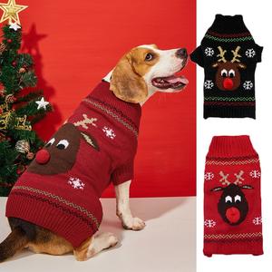 Suéter Navideño para Mascotas, Diseño de Reno con Nariz Roja, Algodón Orgánico, para Perros y Gatos, Tallas Pequeña/Mediana/Grande, Venta Directa de Fábrica - Product Image 1